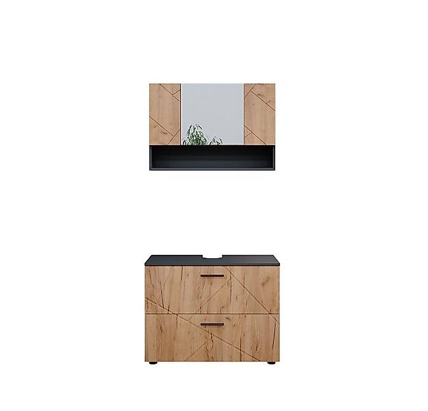 Vicco Badmöbel-Set Irma, Anthrazit/Eiche, 2 Teile, Unterschrank 80 cm, (2-S günstig online kaufen