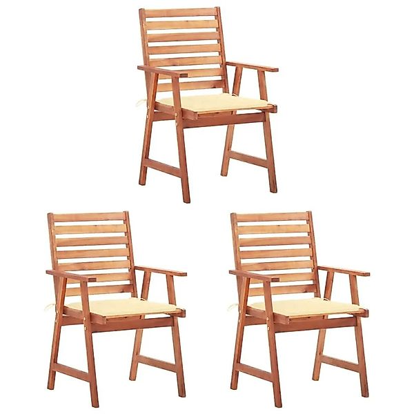 vidaXL Garten-Essstühle 3 Stk mit Kissen Massivholz Akazie 3064349 günstig online kaufen