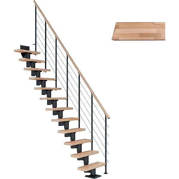 Dolle Mittelholmtreppe Dublin Buche Anthrazit GH bis 315 cm Gerade 65 cm FS günstig online kaufen