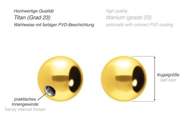 PIERCINGLINE Piercing-Set Titan Schraubkugel (Schraub-Aufsätze, 1-tlg) günstig online kaufen