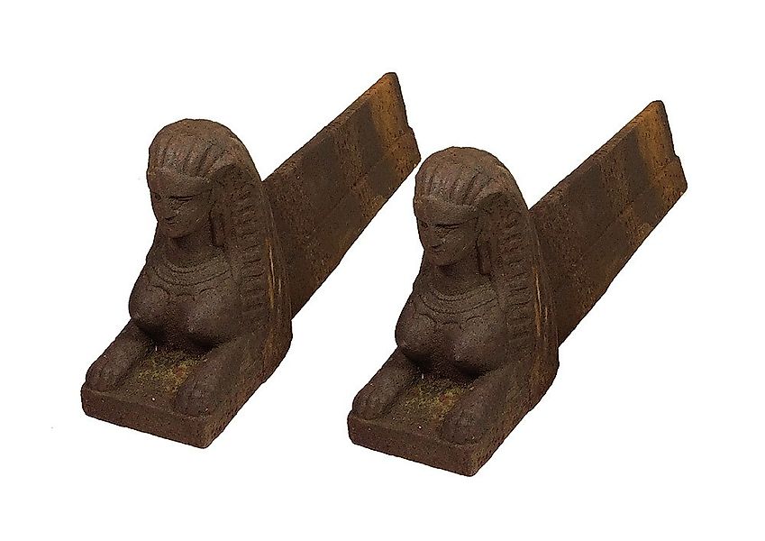 2 Stück Feuerbock Sphinx Gusseisen Antik-Stil Kaminrost Feuerhunde Ägypten günstig online kaufen