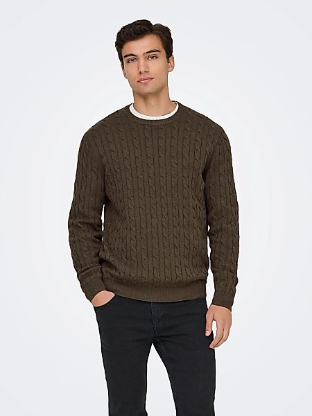 ONLY & SONS Strickpullover "ONSLOUI REG 12 CABEL CREW KNIT NOOS" günstig online kaufen
