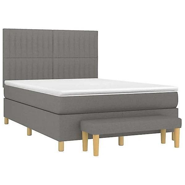 vidaXL Boxspringbett mit Matratze Dunkelgrau 140x190 cm Stoff 3137310 günstig online kaufen