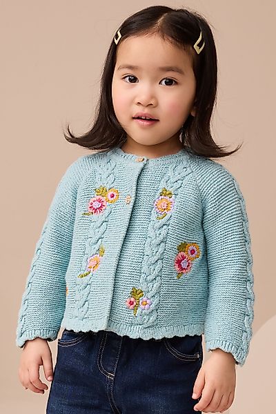 Next Strickjacke Verzierte Strickjacke mit Blumen-Print günstig online kaufen
