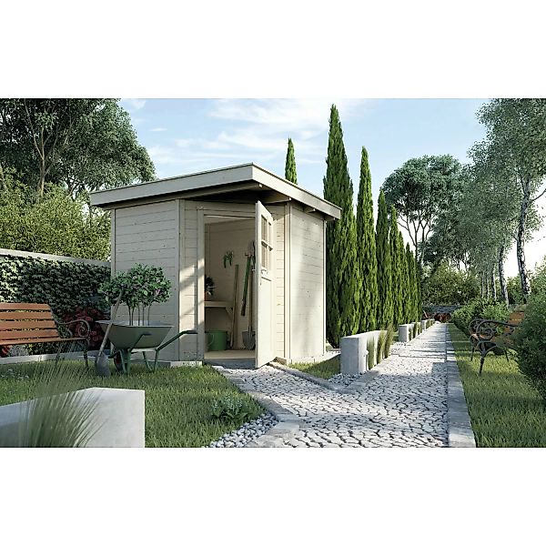 Weka Holz-Gartenhaus Angolo B Natur BxT: 239 cm x 235 cm günstig online kaufen