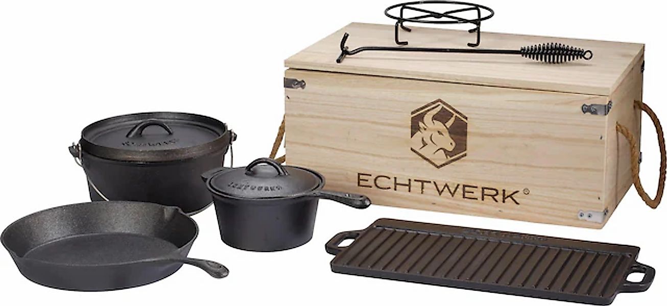 ECHTWERK Topf-Set »Dutch Oven« Gusseisen Set, Kochtopf, Stieltopf, Pfanne, günstig online kaufen