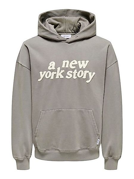 ONLY & SONS Hoodie Kapuze druck Känguru Tasche locker ONSRAIDEN RLX WASHED günstig online kaufen