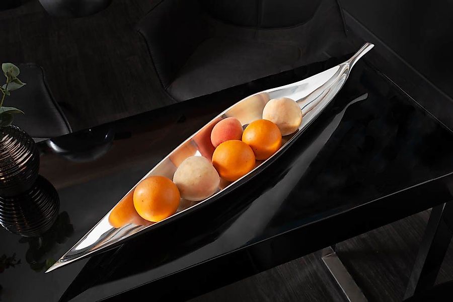 riess-ambiente Dekoschale SILVER LEAF 80cm silber, Wohnzimmer · Accessoires günstig online kaufen