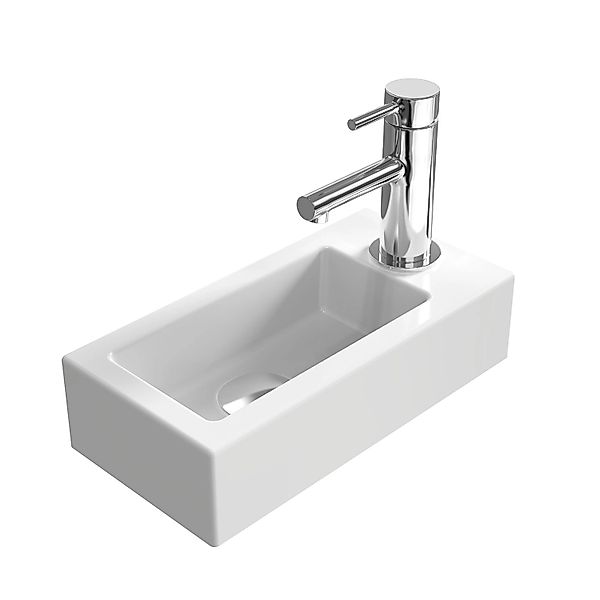 Emke Wandwaschbecken 36,5 x 18 x 9 cm Rechteckiges Keramikbecken Hahnloch R günstig online kaufen