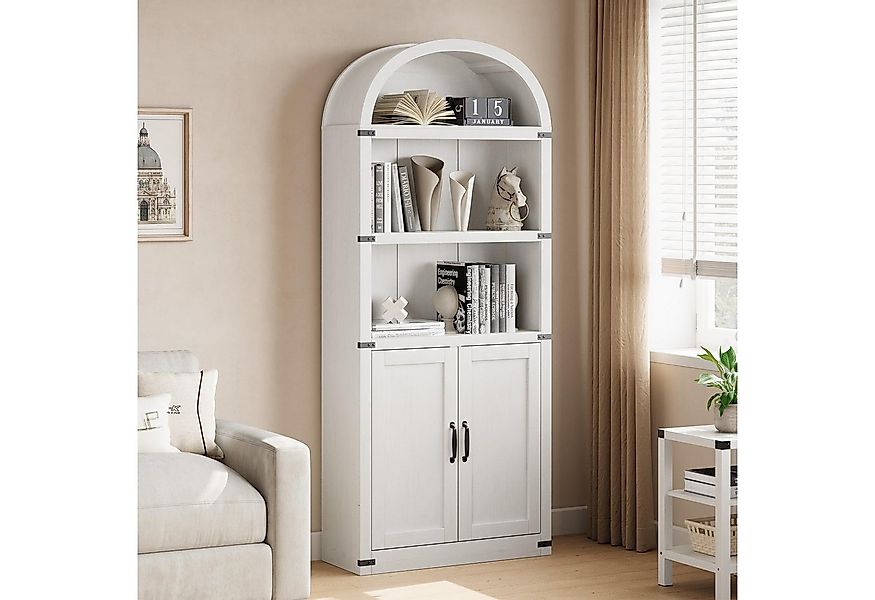 GarveeMore Bücherregal Bogenförmiges Bücherregal aus Holz mit Türen günstig online kaufen