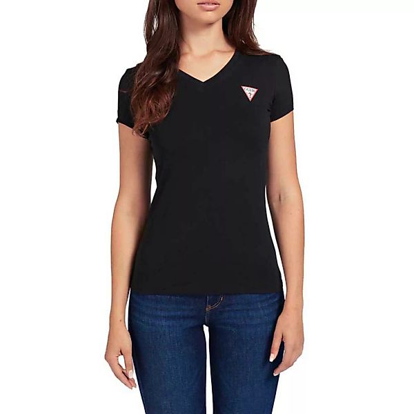Guess Mini Triangle Kurzarm V-ausschnitt T-shirt XS Jet Black A996 günstig online kaufen