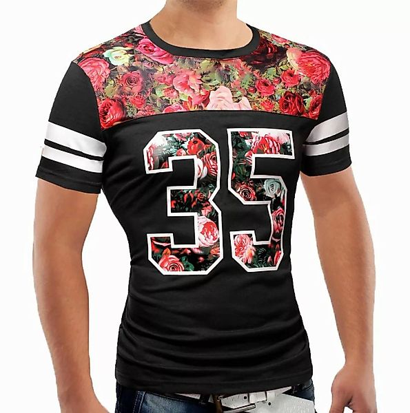 Egomaxx T-Shirt Floral 35 T-Shirt ID1264 + Lederpatch (1-tlg) günstig online kaufen