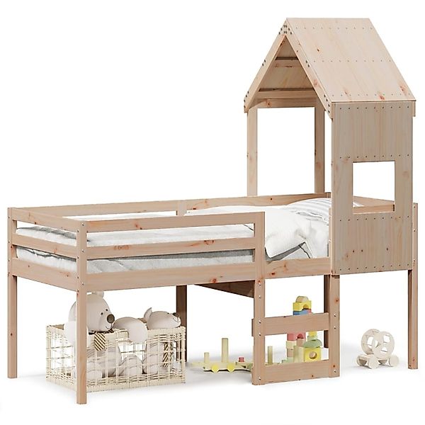 vidaXL Hochbett mit Dach 75x190 cm Massivholz Kiefer2100400 günstig online kaufen