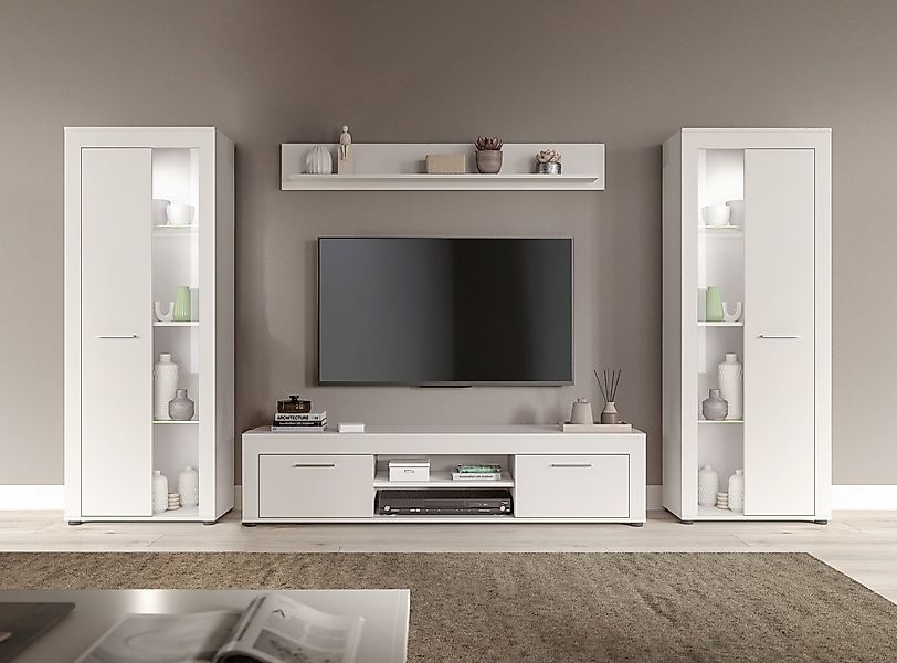 Home affaire Wohnwand Aosta, Breite 310cm, best. aus: 2x Vitrine, Lowboard, günstig online kaufen