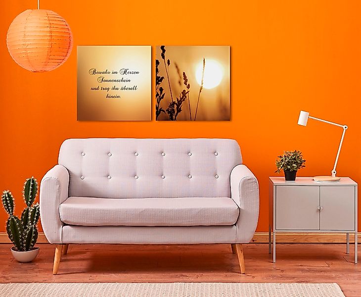 queence Leinwandbild »Sonnenschein«, Gräser-Sonnenaufgang-Blumenbilder-Kuns günstig online kaufen