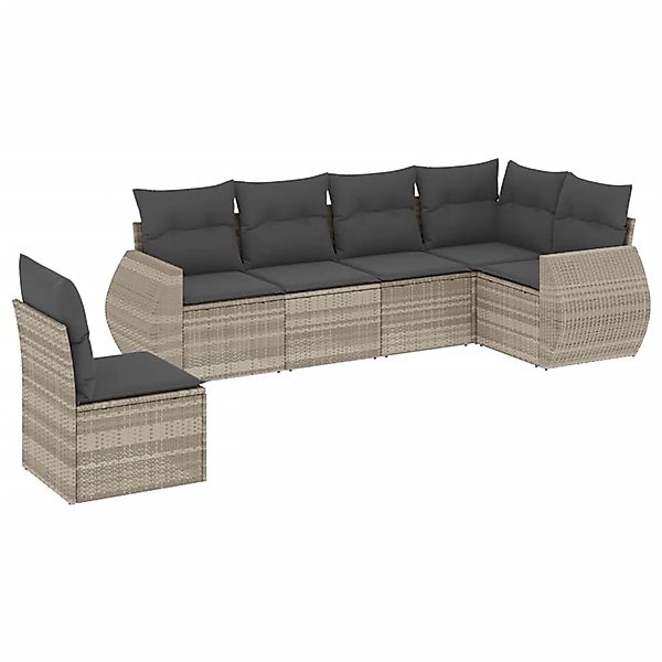 vidaXL 6-Tlg Garten-Sofagarnitur mit Kissen Hellgrau Poly Rattan 3253769 günstig online kaufen