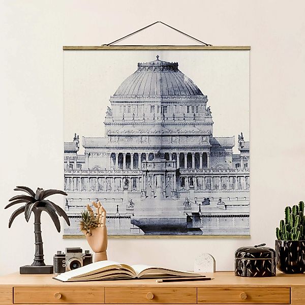 Stoffbild Architektur mit Posterleisten - Quadrat Prix de Rome Skizze I günstig online kaufen