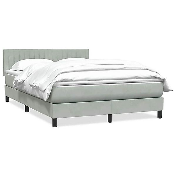 vidaXL Boxspringbett, Boxspringbett mit Matratze Hellgrau 140x210 cm Samt günstig online kaufen