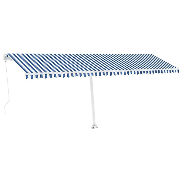 furnicato Standmarkise Manuell Einziehbar 600x350 cm Blau/Weiß günstig online kaufen