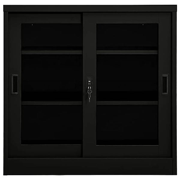 Schrank Mit Schiebetür Schwarz 90x40x90 Cm Stahl günstig online kaufen