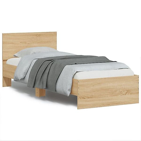 vidaXL Bettgestell, Bettrahmen mit Kopfteil Sonoma-Eiche 90x190 cm Holzwerk günstig online kaufen
