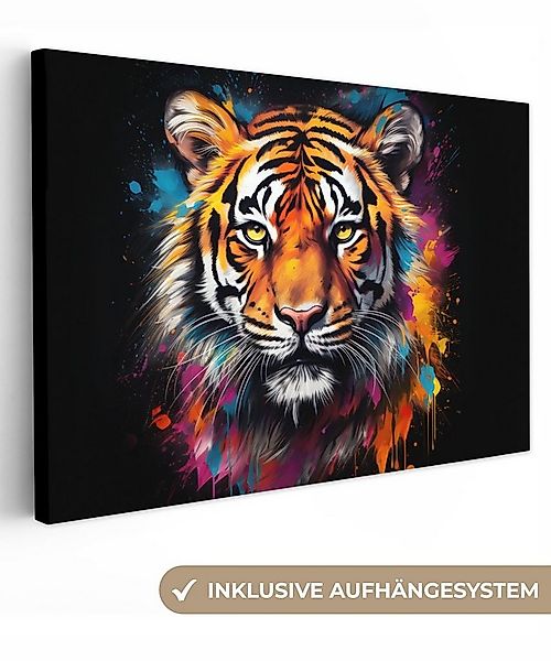 OneMillionCanvasses® Leinwandbild Tiger - Graffiti - Tiere - Schwarz, Fotod günstig online kaufen