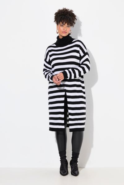 MIAMODA Strickpullover Long-Pullover A-Linie Ringel Saumschlitz günstig online kaufen