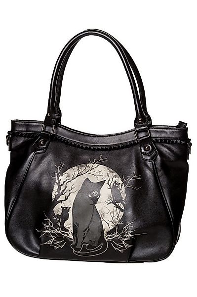 Banned Schultertasche Hecate In Full Moon, Gothic Schwarze Katze Print günstig online kaufen