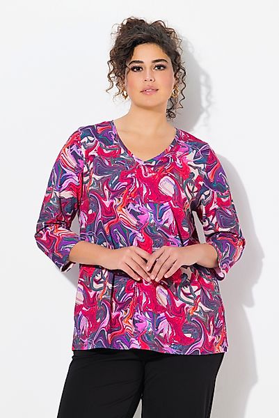 Ulla Popken Longshirt Longshirt A-Linie V-Ausschnitt günstig online kaufen
