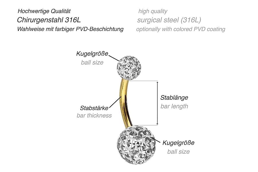 PIERCINGLINE Bauchnabelpiercing Chirurgenstahl Bananabell EPOXY-KUGELN (Ban günstig online kaufen