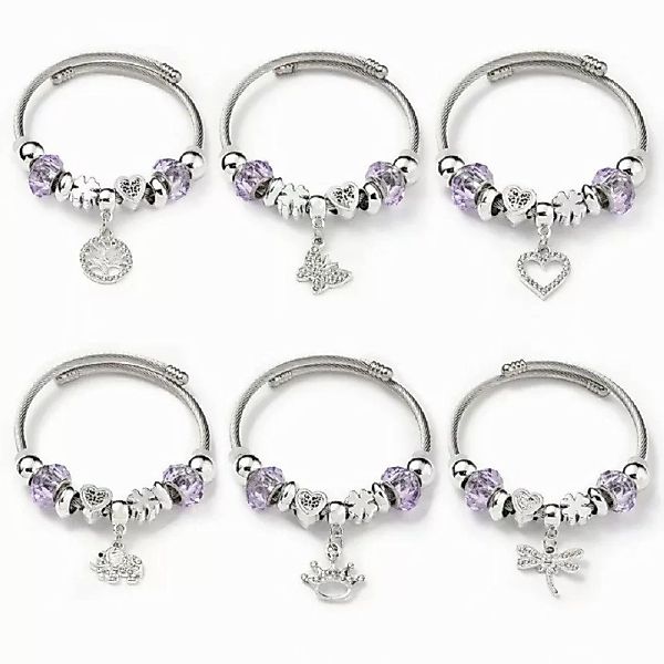 Eyecatcher Armkette Charm-Armband mit lila Kunststoffperlen günstig online kaufen