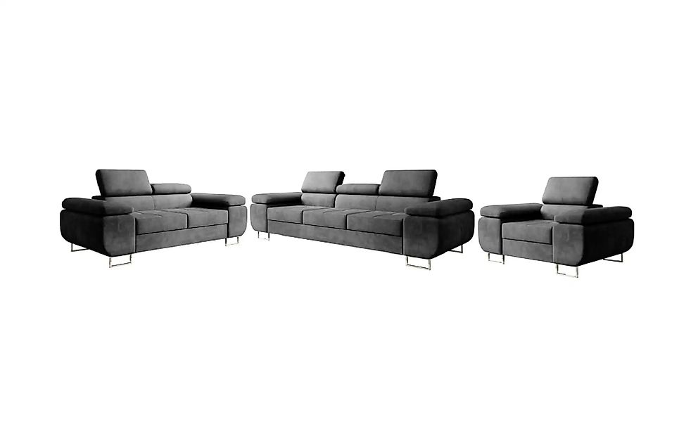 Sofa 3er-Set   ¦ grau ¦ Maße (cm): B: 255 H: 60 Polstermöbel > Sofas > Sitz günstig online kaufen