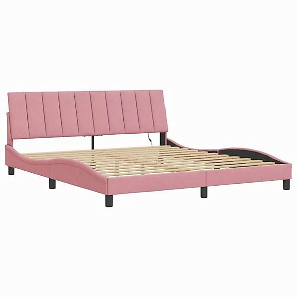 vidaXL Bett Bettgestell mit LED-Leuchten Rosa 180x200 cm Samt günstig online kaufen