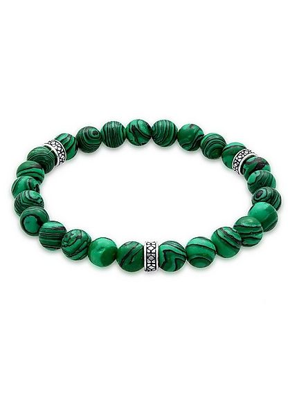 Kuzzoi Armband Herren synth. Malachit Bead Oxidiert 925 Silber günstig online kaufen