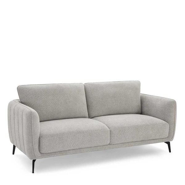 Sofa Couch in Hellgrau mit Armlehnen günstig online kaufen