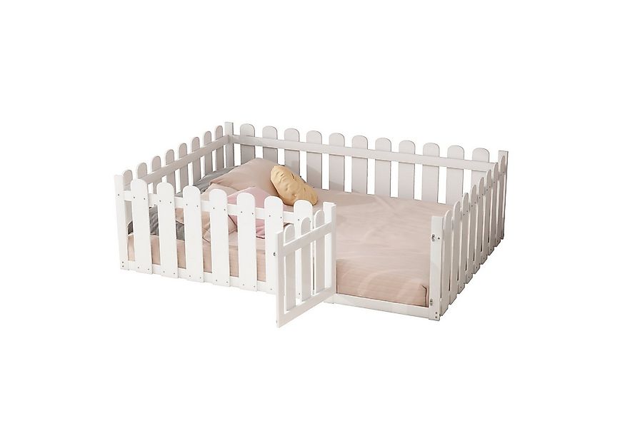 HAUSS SPOLE Kinderbett 140x200cm Holzbettgestell mit Umrandung und Tür, für günstig online kaufen