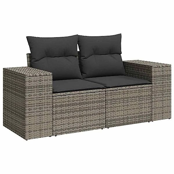 vidaXL Gartensofa 2-Sitzer mit Kissen Grau Poly Rattan 366125 günstig online kaufen