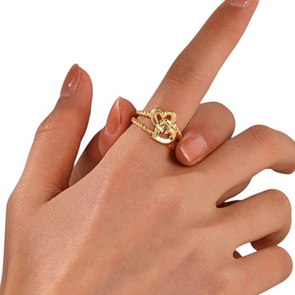 Eyecatcher Fingerring Anti-Stress-Ring mit drehbarer Kette günstig online kaufen