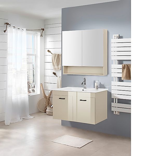 welltime Waschtisch "Florenz, Breite 60cm, 2 Tür, 2 Fächer, MDF-Front", Was günstig online kaufen