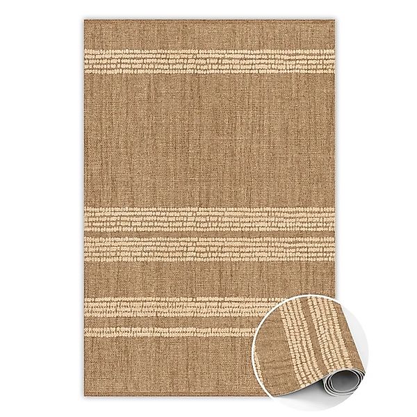 Tulup Teppich Beige Gefüttert PVC Mat 100x150 cm Braun Tapijt Vinyl PVC Tap günstig online kaufen