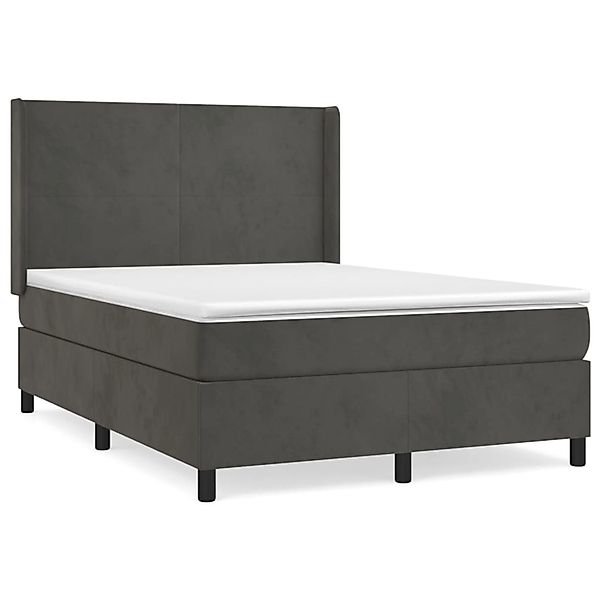 vidaXL Boxspringbett mit Matratze Dunkelgrau 140x200 cm Samt1378508 günstig online kaufen