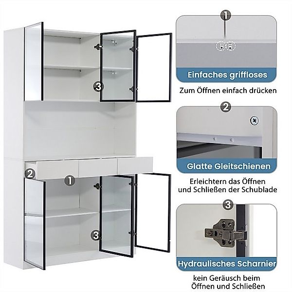 autolock Glasvitrine Glasschrank Tür 200cm hoch Vitrinenschrank mit LED Lic günstig online kaufen