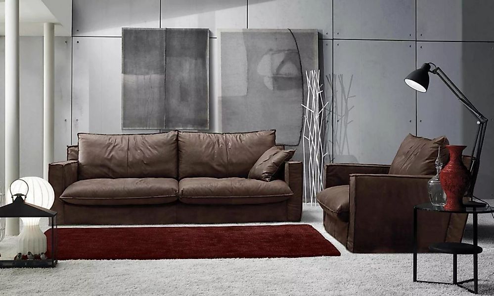 JVmoebel Sofa Sofagarnitur 3+1 Sitzer Luxus Garnitur Set Sofas Sessel Leder günstig online kaufen