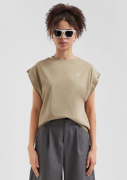 QS Kurzarmshirt T-Shirt T-Shirt mit überschnittenen Schultern und Stickerei günstig online kaufen