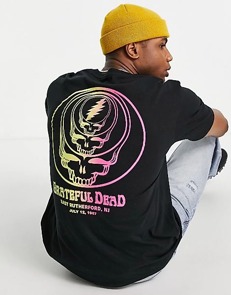 Topman – Oversize-T-Shirt in Schwarz mit zweifarbigem „Grateful Dead“-Print günstig online kaufen
