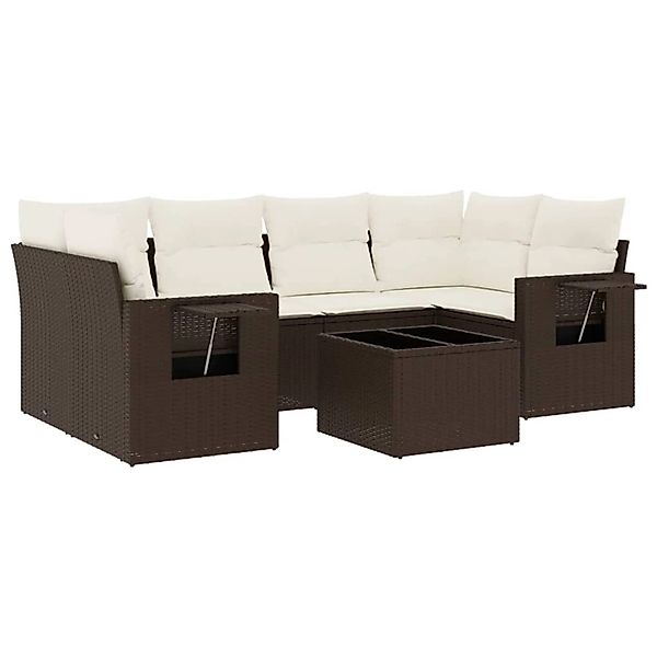 vidaXL 7-Tlg Garten-Sofagarnitur mit Kissen Braun Poly Rattan 3219922 günstig online kaufen