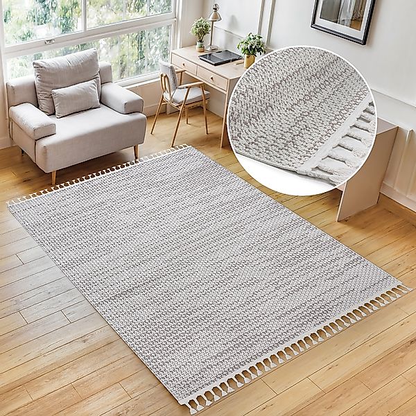 my home Teppich »Mads« rechteckig 6 mm Höhe Boho, Woll-Look, Hoch-Tief-Stru günstig online kaufen