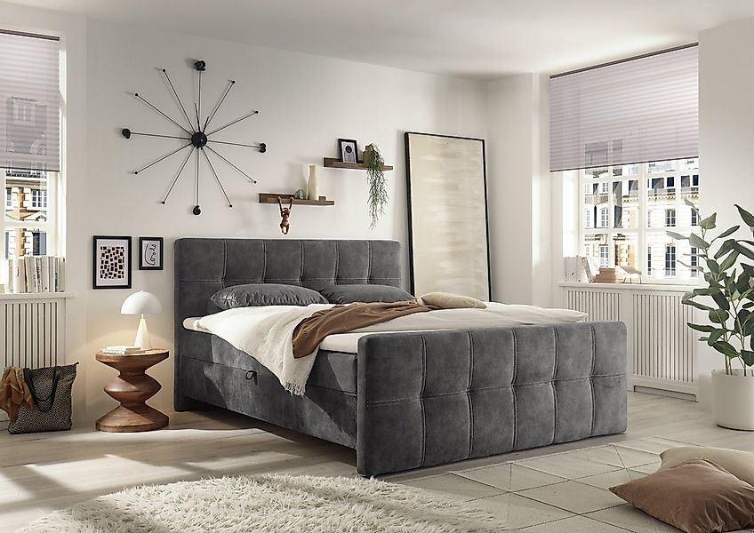 Black Red White Boxspringbett Bettkästen, 7-Zone, Topper, anthrazit, 180x20 günstig online kaufen