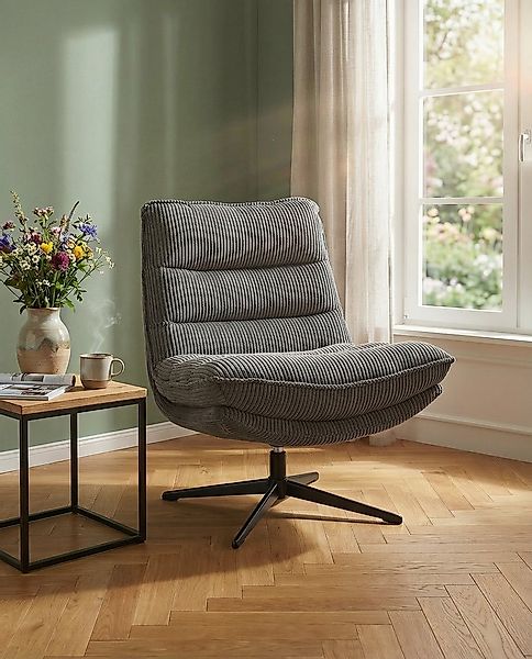 OTTO home Sessel AVAA, Loungesessel im softem Cord-Bezug, 360° Grad drehbar günstig online kaufen