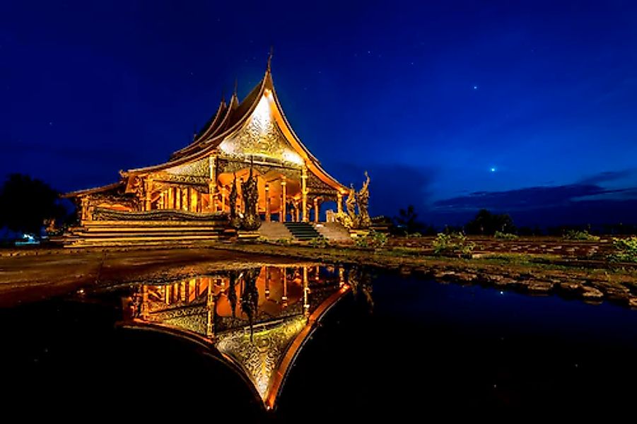 queence Acrylglasbild »Am See« Asien   Buddhismus   Gebäude   Himmel   Kuns günstig online kaufen